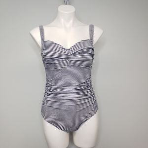 Bond-Eye Australia Nip Tuck Sorrento Striped Twist Front One Piece  Size 12 D/DD
